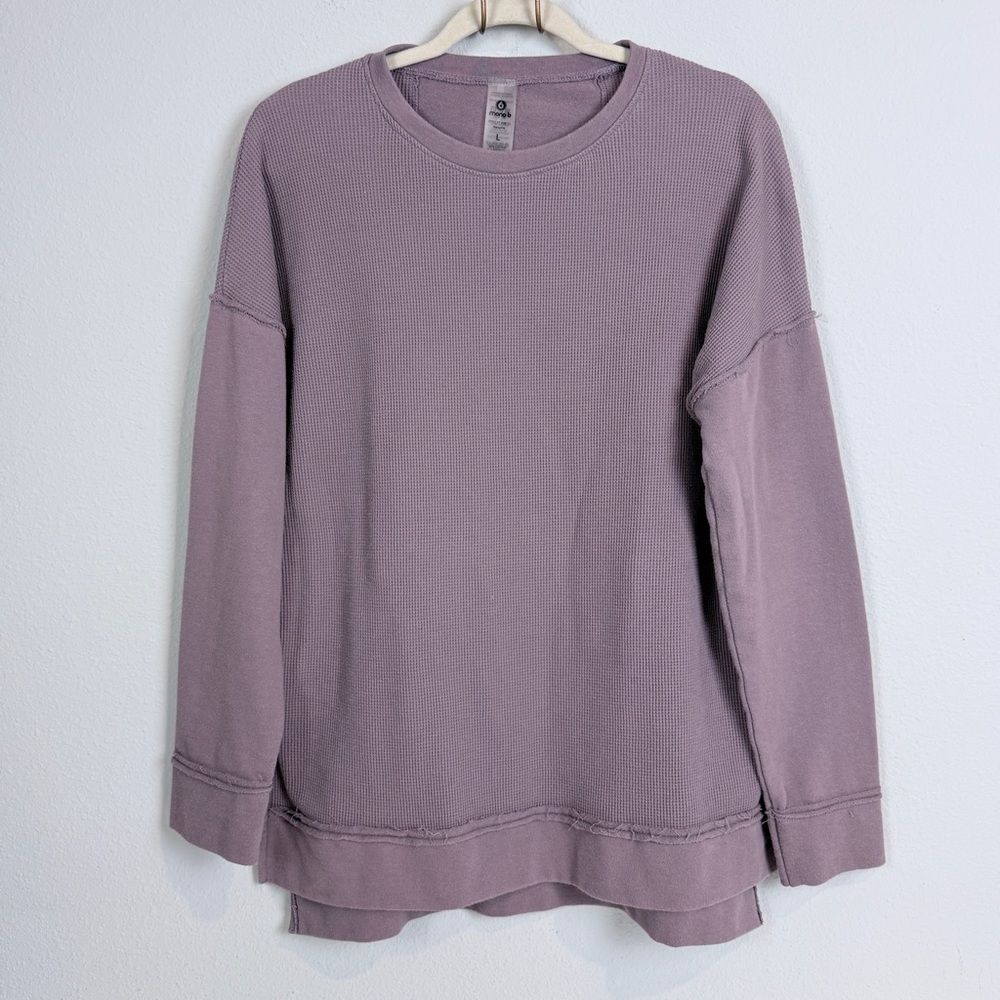 Mono B Mauve Waffle Knit Pullover Top L